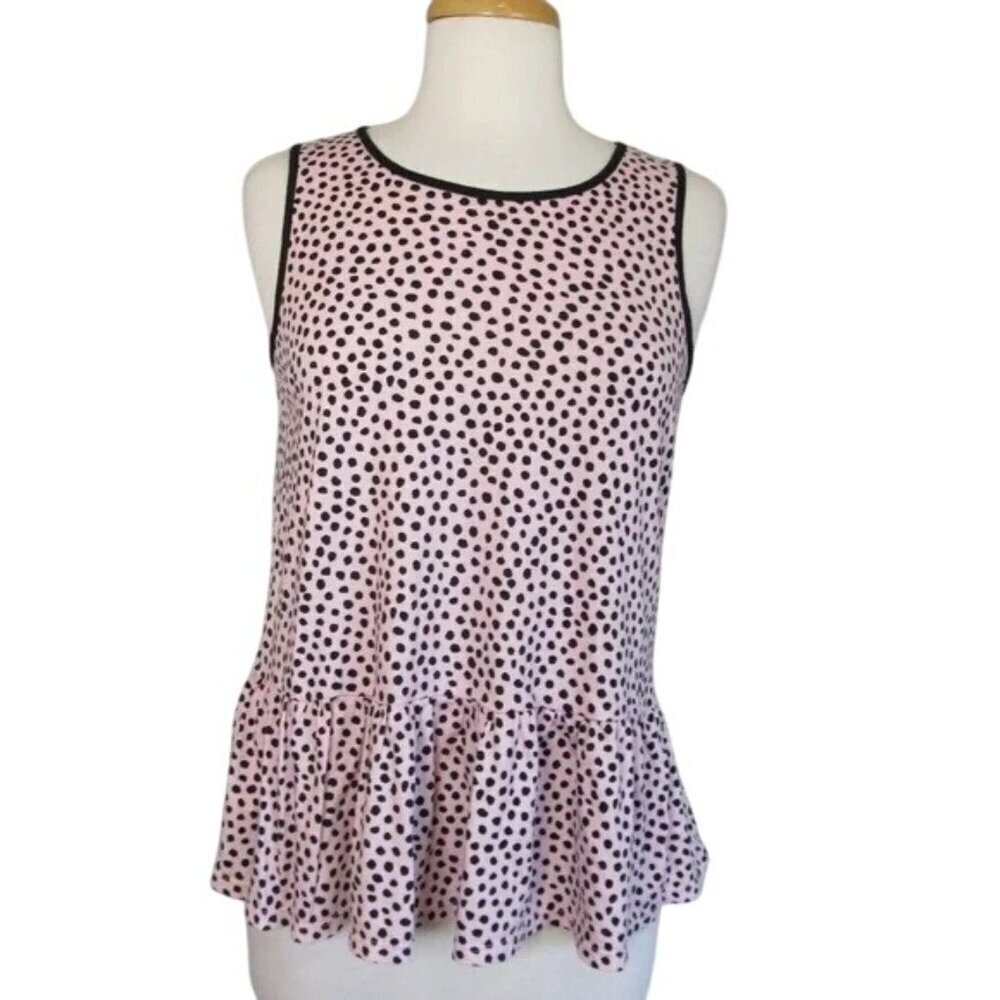 Kate Spade Pastel Pink Polka Dot Peplum Tank Top